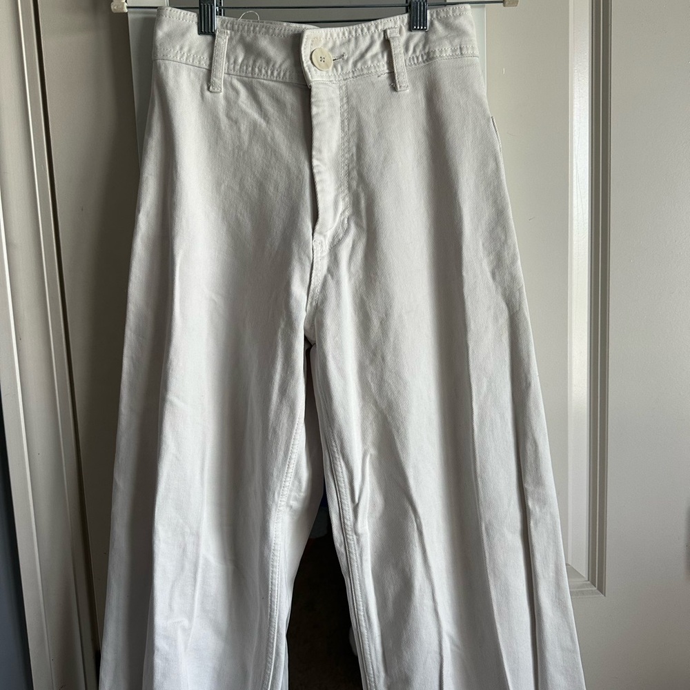 high rise White Wide-Leg Pants